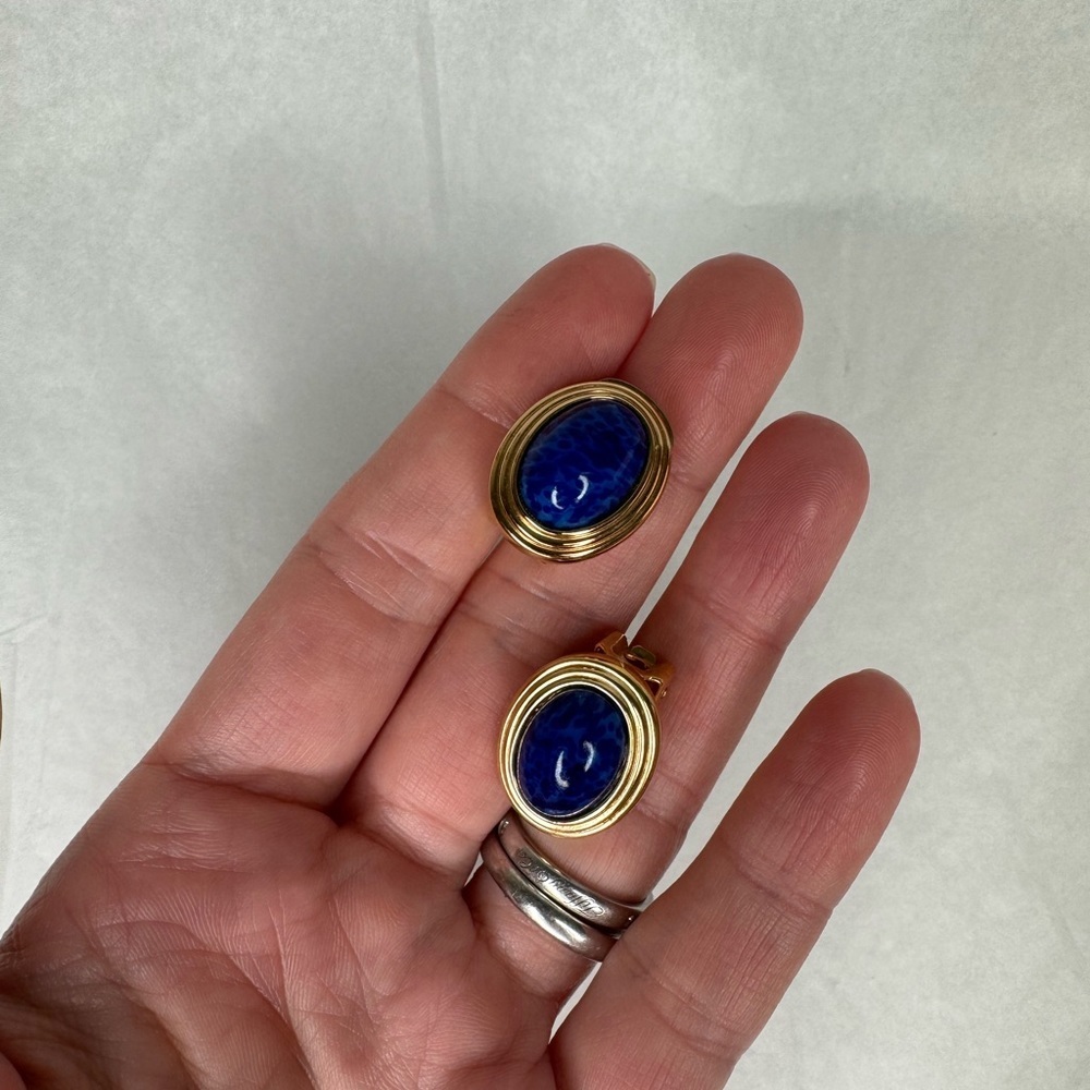 Christian Dior Lapis Earrings - Picture 4 of 7